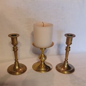 Home Interiors Gold Candle Holder Trio Brass Candle Holders